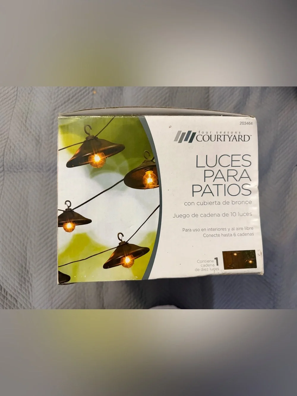 Four Season Courtyard Bronze Patio String Lights - 10-Light Set